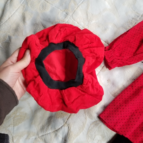Vintage 3 piece festive red corduroy & black velour toddler girl outfit 18 mo - Picture 5 of 7